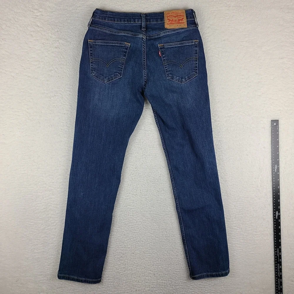 Levi's 511 Jeans Mens 29x30 Blue Slim Fit Waterless Dark Wash‎ Denim